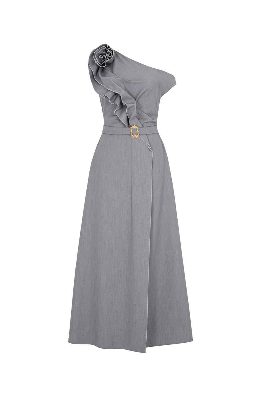Anastasia A-line Diagonal Neck Chino Ankle Length Dress Maxi Dress LaLING
