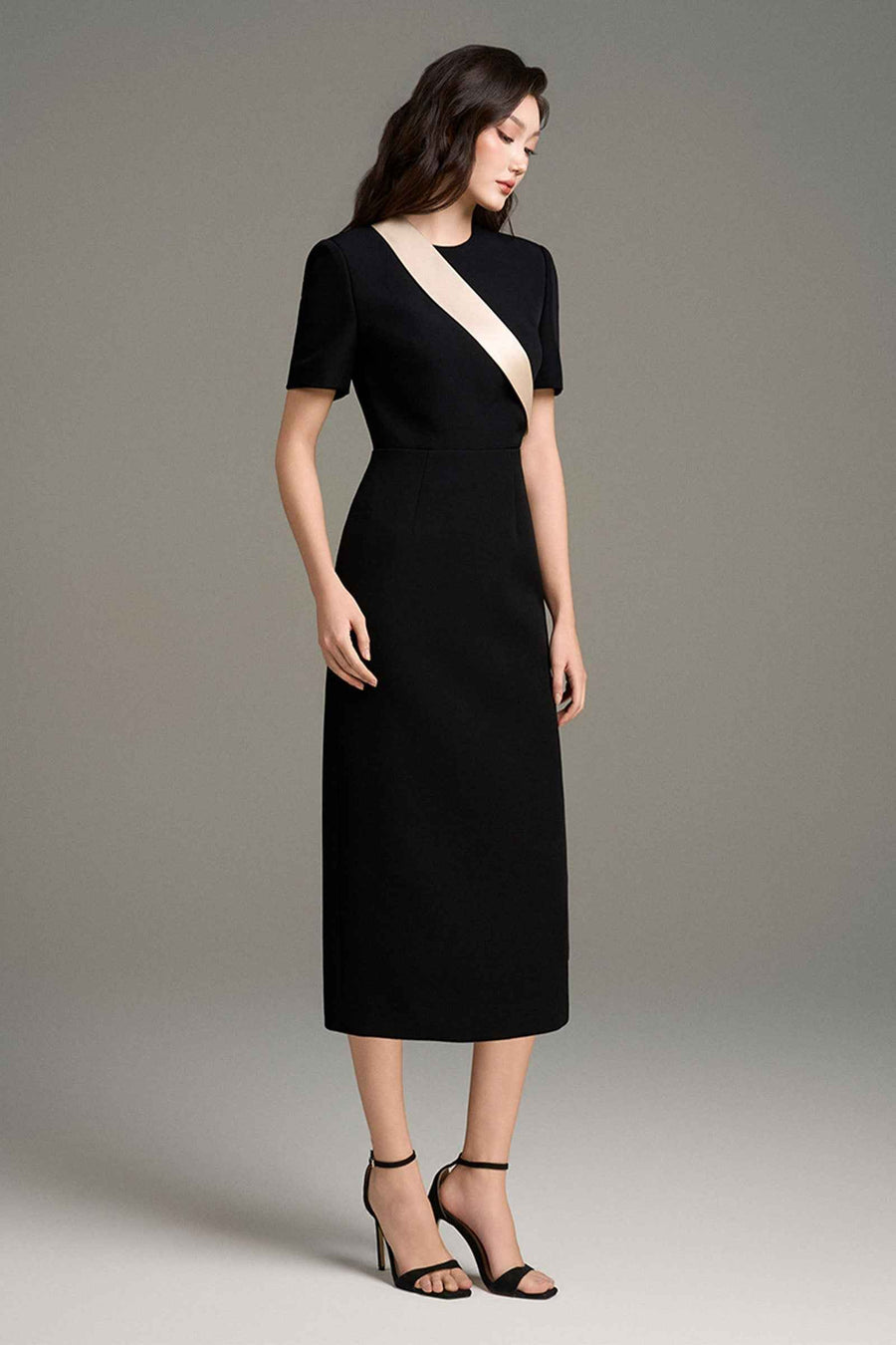 Velour Round Neck Midi Dress