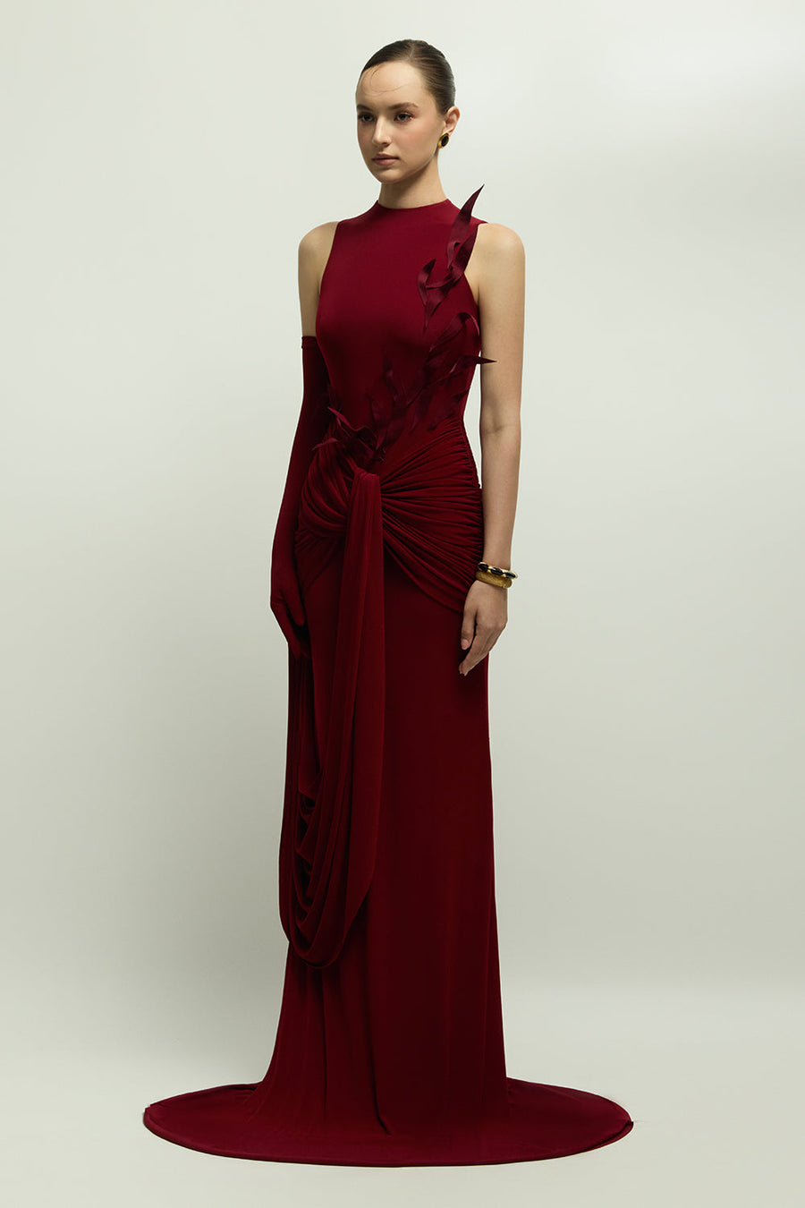 Voltaire Glove Sleeve Applique Maxi Dress 5