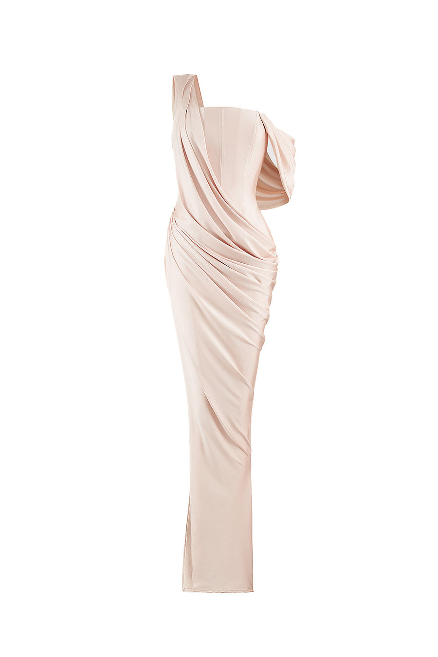 Mavis Bodycon Asymmetric Sleeved Spandex Floor Length Dress Gown Dress CEM