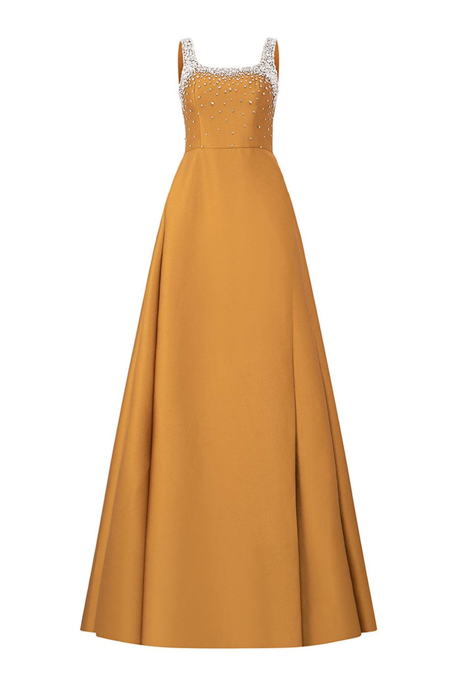 Isaiah Ball Gown Square Neck Crepe Floor Length Dress 6