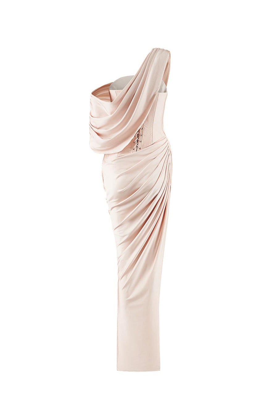 Mavis Bodycon Asymmetric Sleeved Spandex Floor Length Dress Gown Dress CEM