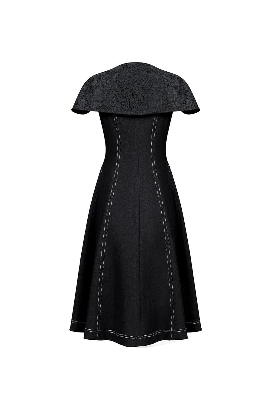 Gina A-line Cape Shoulder Gabardine Midi Dress Midi Dress CHANCOS