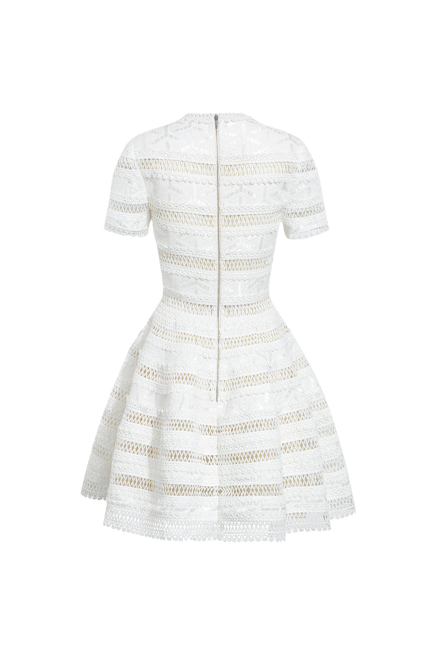 Cascading A-line Short Sleeved Lace Mini Dress Mini Dress CHYMEOCHY