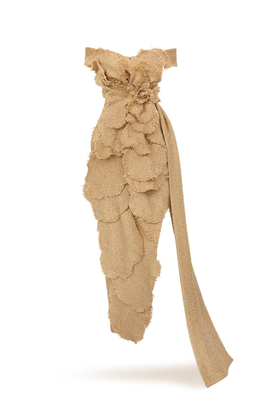 Dominic Pegged Off-Shoulder Polyester Maxi Dress 5