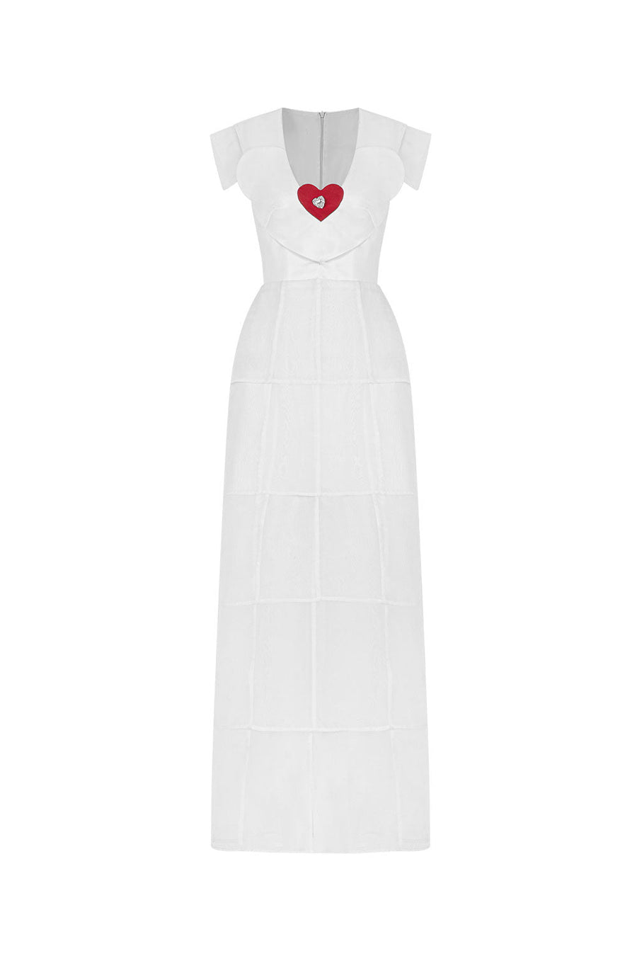 Liberty Layered V-Neck Polycotton Ankle Length Dress White Maxi Dress LaLING