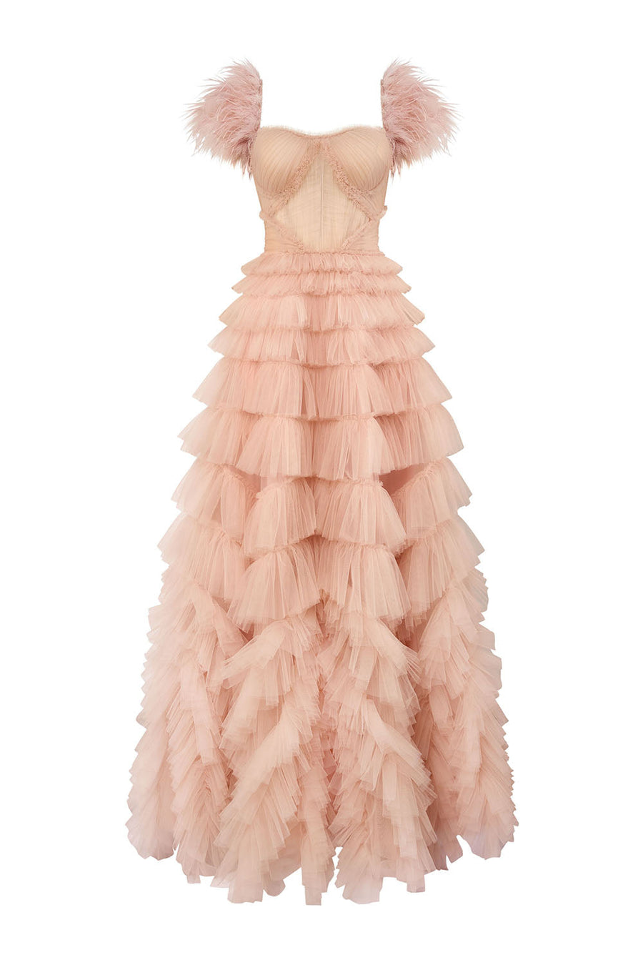 Lyrae Tiered Gathered Mesh Floor Length Dress Gown Dress Calista de Minh Thanh