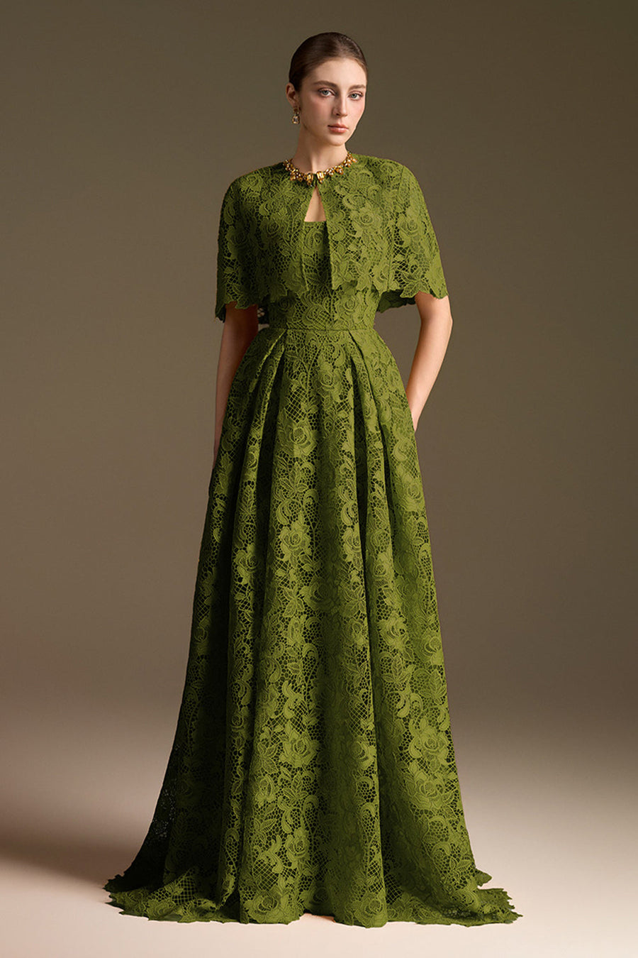 Wisteria Cape Sleeve Maxi Dress 2