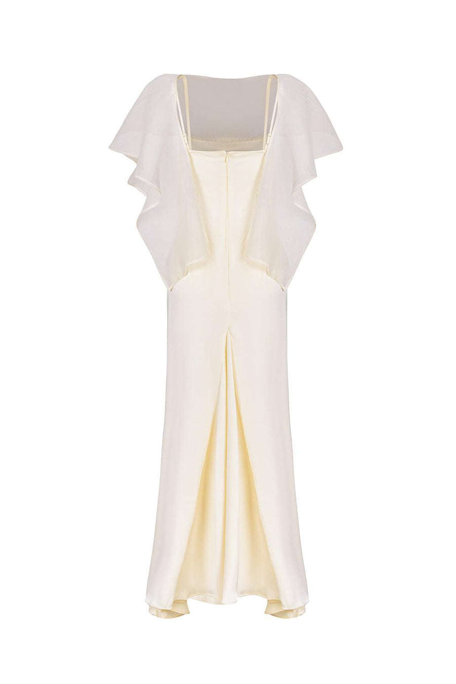 Pearly A-line Boat Neck Silk Ankle Length Dress Maxi Dress LaLING