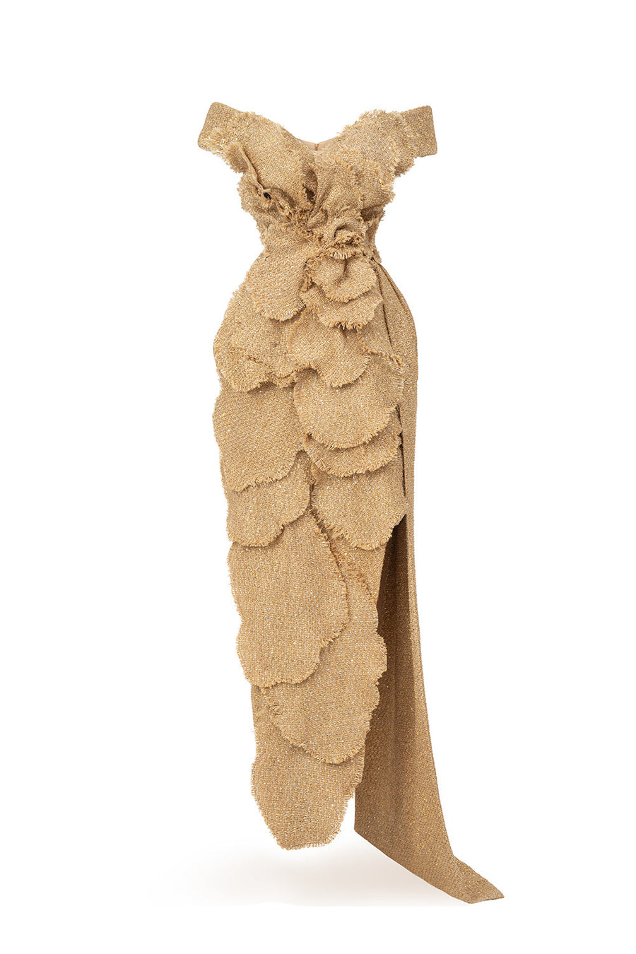 Dominic Pegged Off-Shoulder Polyester Maxi Dress 1