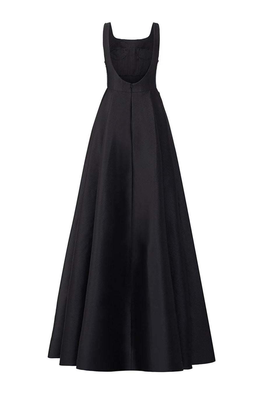 Isaiah Ball Gown Square Neck Crepe Floor Length Dress 4