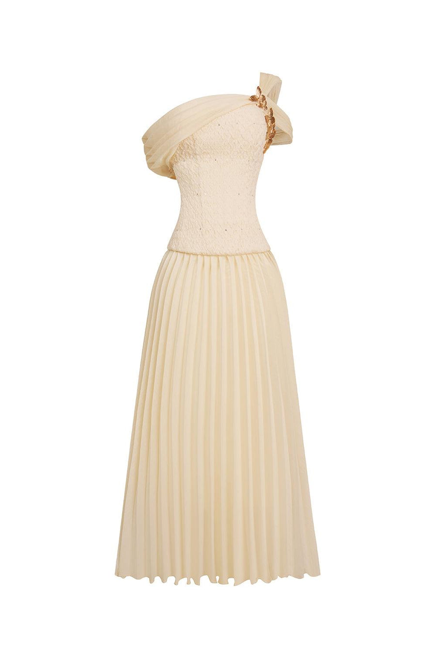 Sovere Flared Knife-Pleated Crepe Ankle Length Dress Midi Dress Calista de Minh Thanh