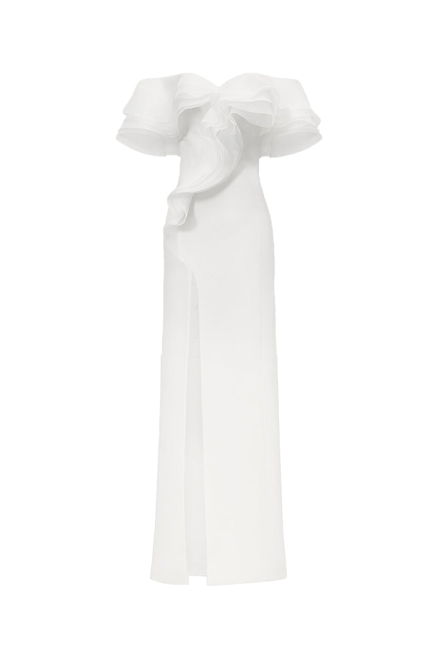 Camellia Slit Off-Shoulder Cotton Floor Length Dress Gown Dress CHYMEOCHY