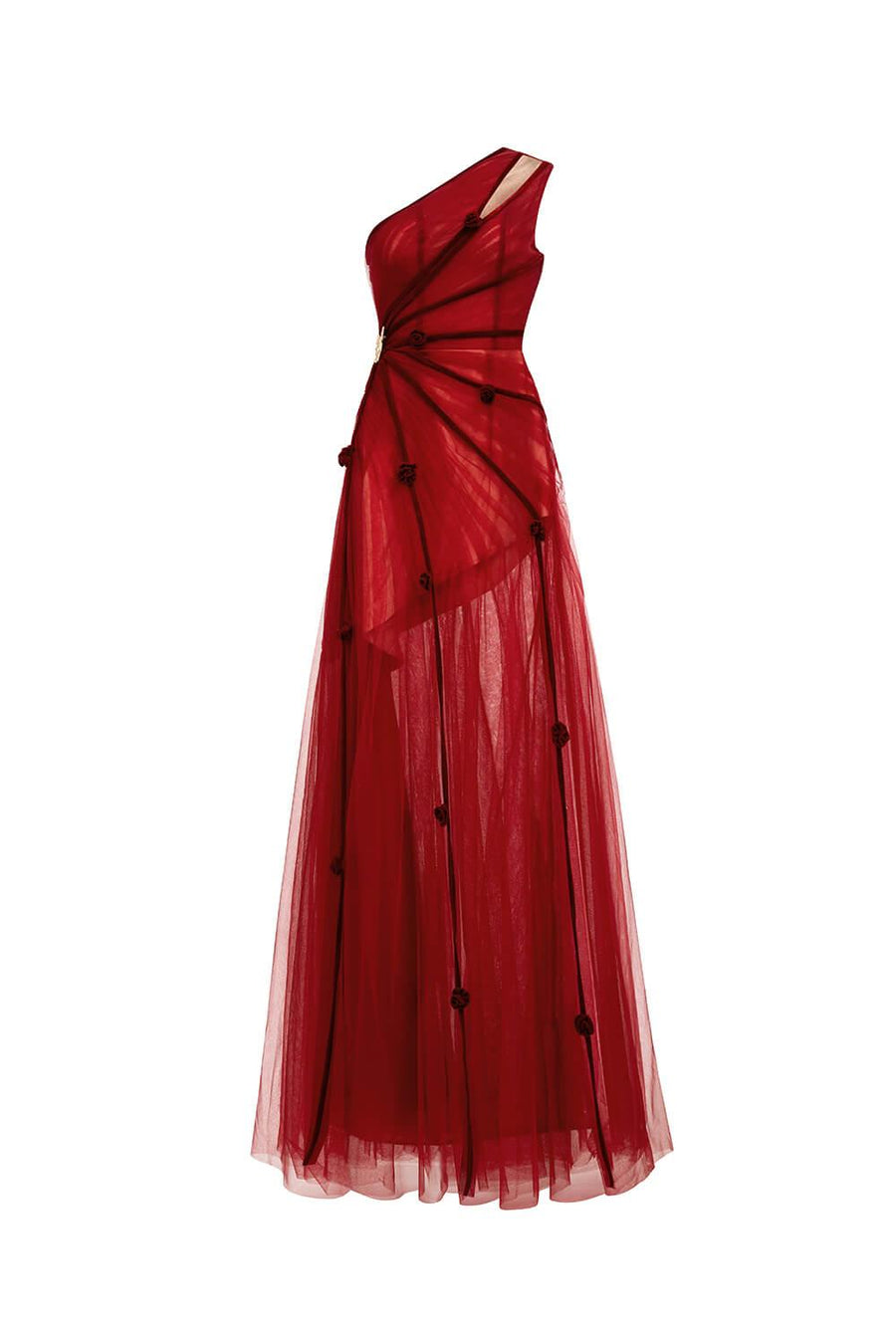 Makenna A-line One Shoulder Polyester Floor Length Dress 9