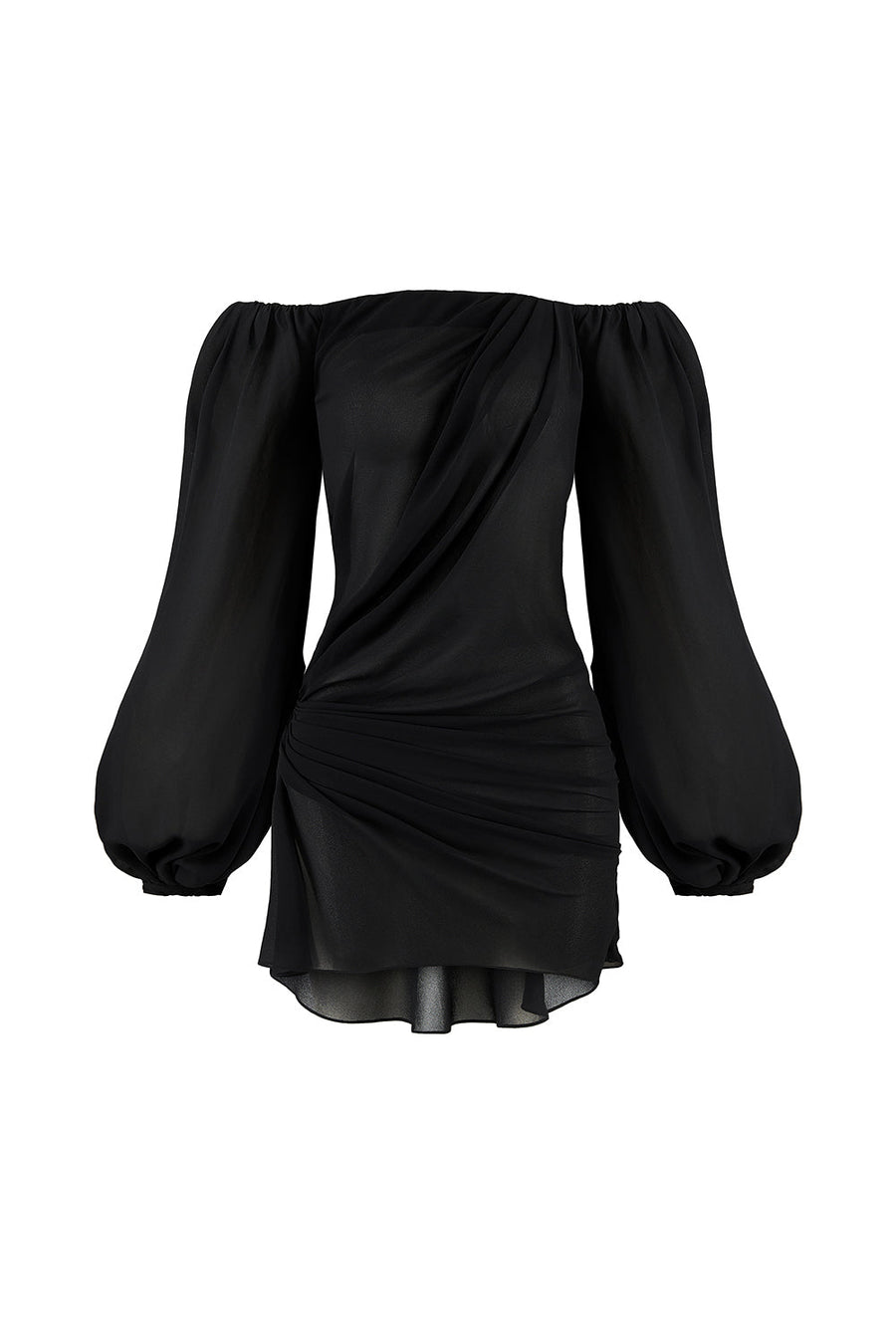 Meredith Blouson Bouffant Sleeved Chiffon Mini Dress Mini Dress CEM