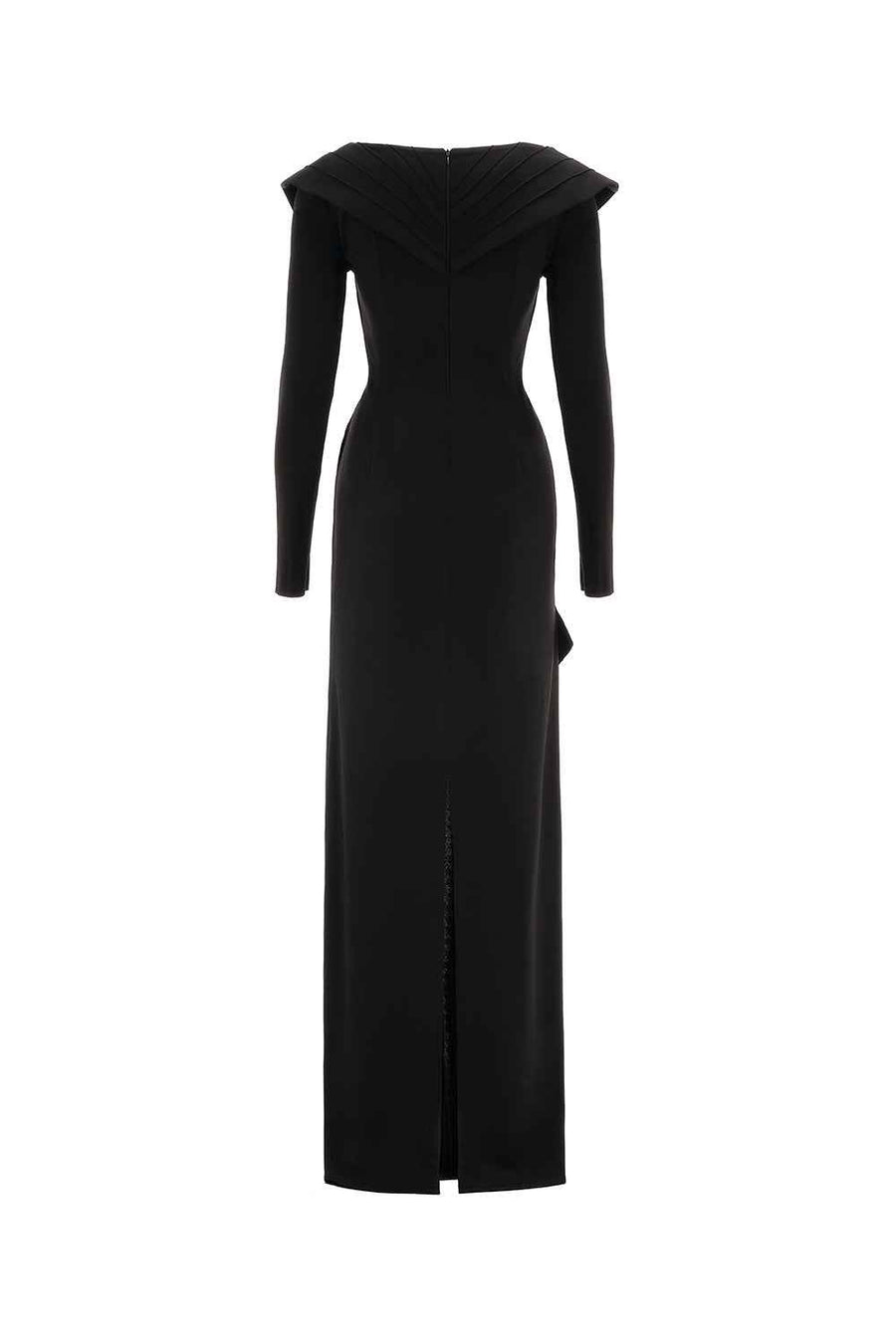 Salvia Sheath Back Slit Cotton Floor Length Dress