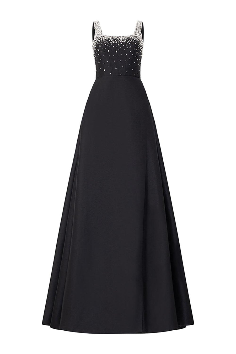 Isaiah Ball Gown Square Neck Crepe Floor Length Dress 1