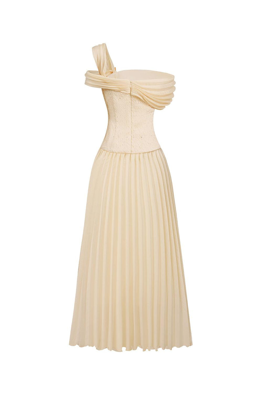 Sovere Flared Knife-Pleated Crepe Ankle Length Dress Midi Dress Calista de Minh Thanh