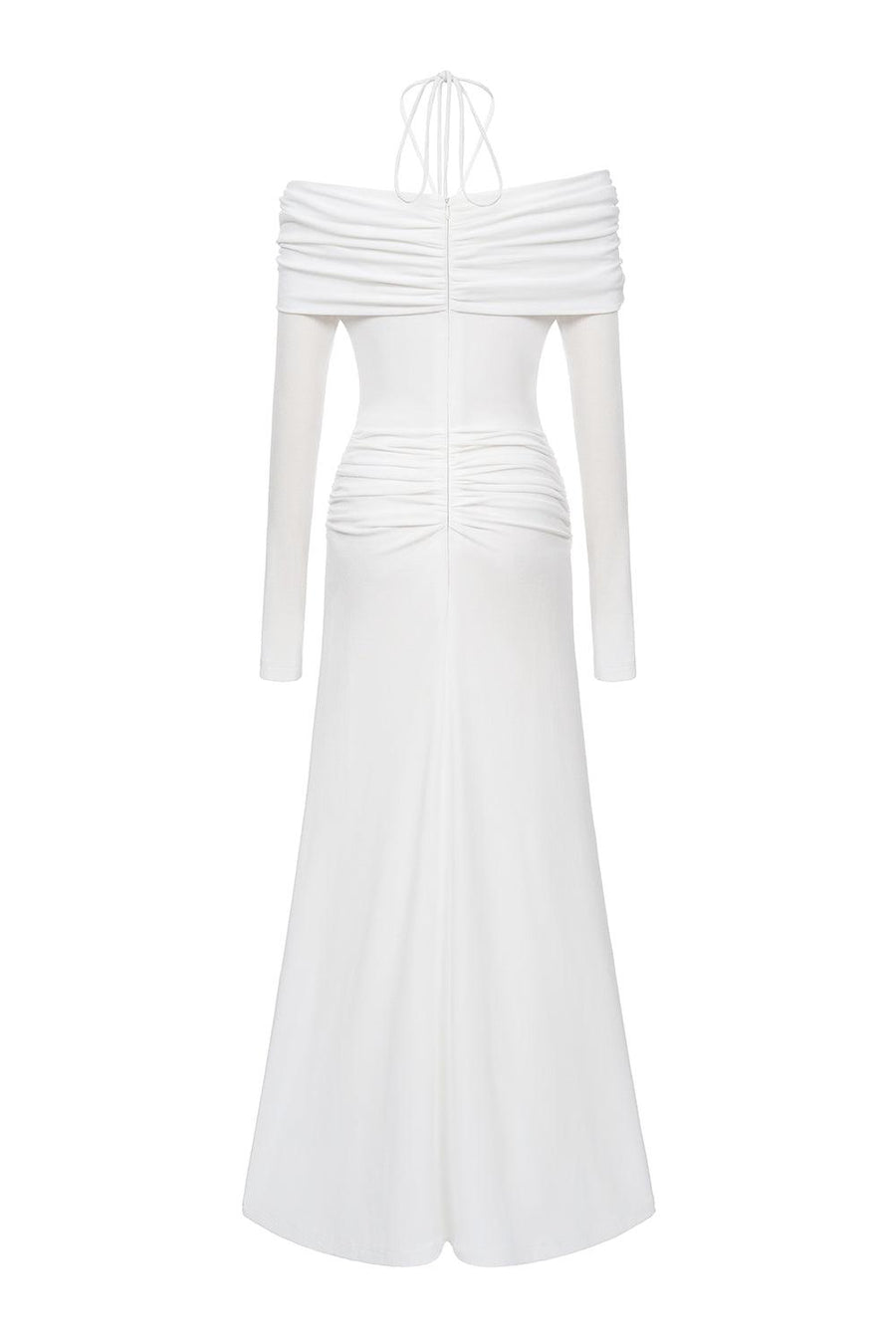 Minerva A-line Gathered Rib Knit Ankle Length Dress Maxi Dress Eegen Studio