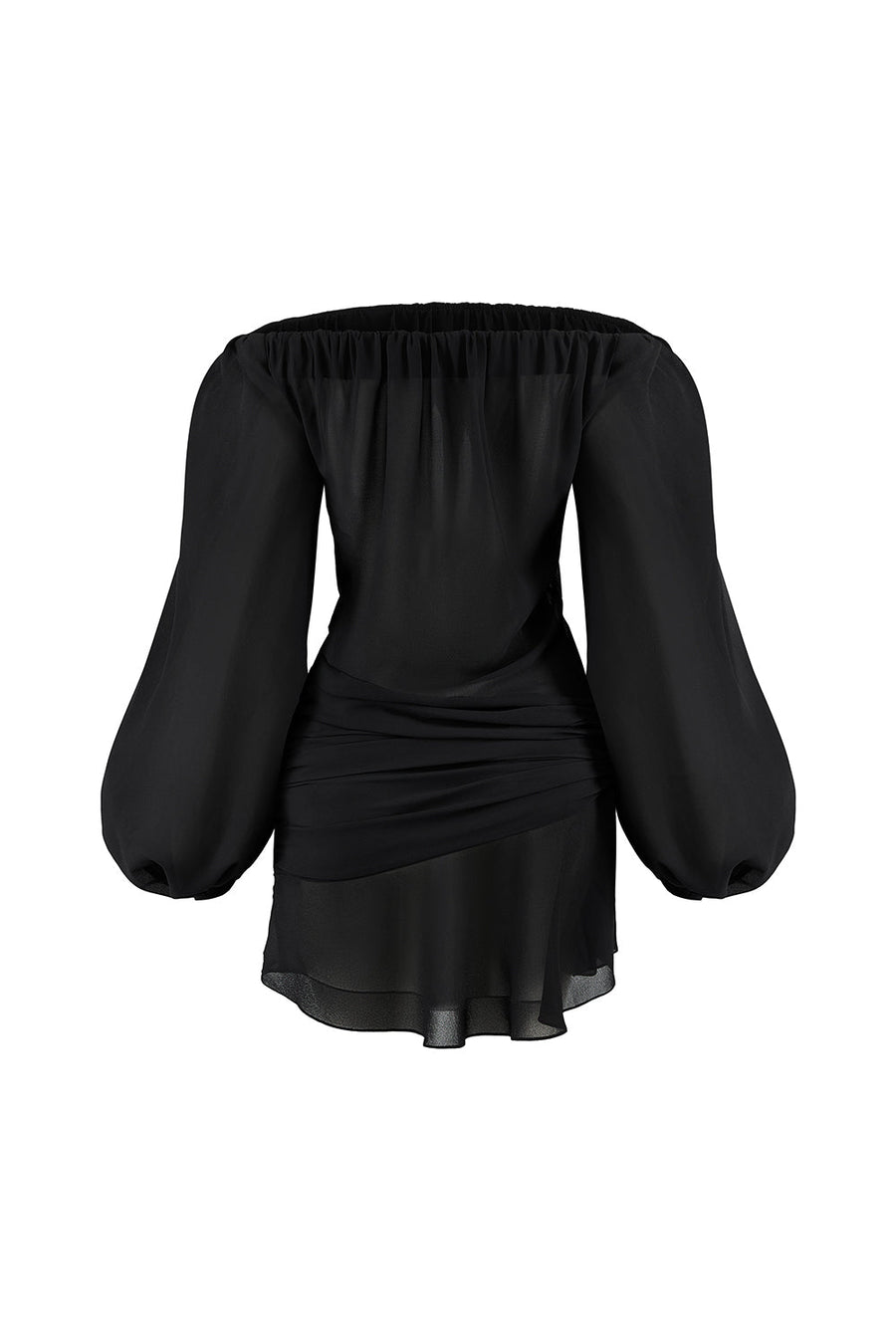 Meredith Blouson Bouffant Sleeved Chiffon Mini Dress Mini Dress CEM