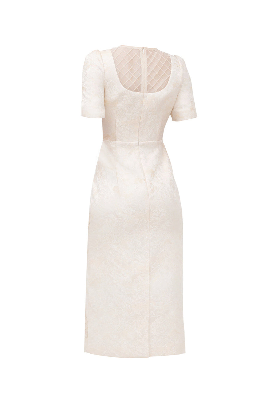 Jennifer Sheath Round Neck Jacquard Midi Dress Midi Dress IVY moda