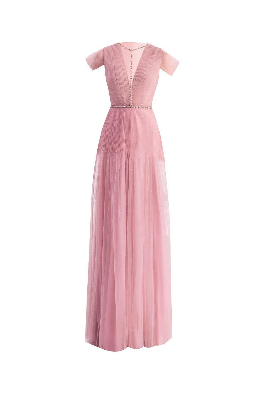 Calla A-line Pleated Chest Organza Floor Length Dress 9