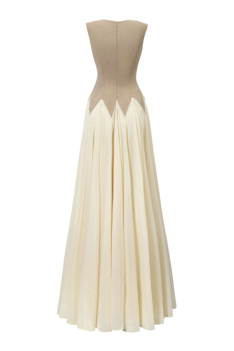 Starlight Tide A-line Pleated Khaki Silk Floor Length Dress Maxi Dress CHYMEOCHY
