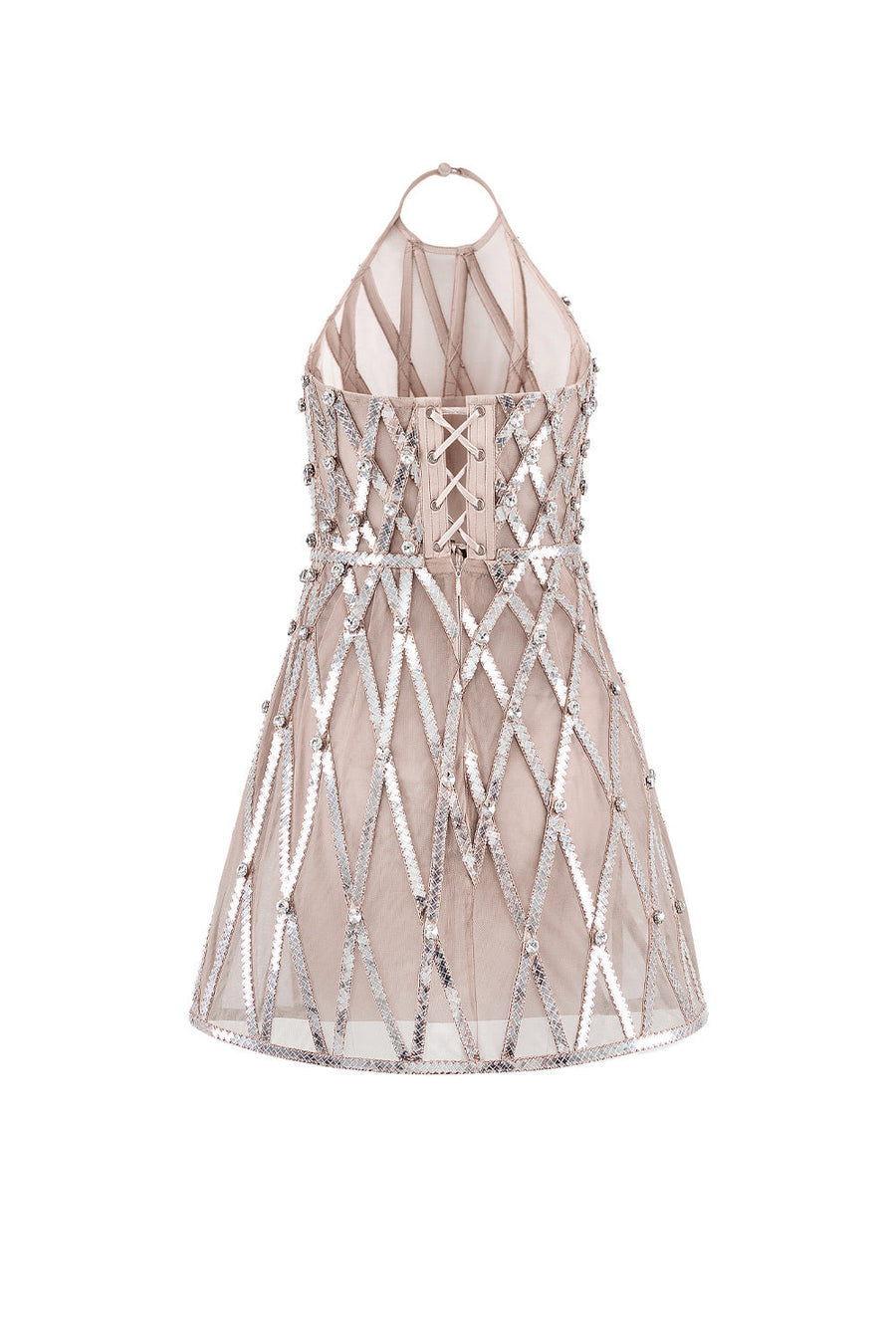 Marilyn A-line Halter Neck Mesh Mini Dress Mini Dress CEM