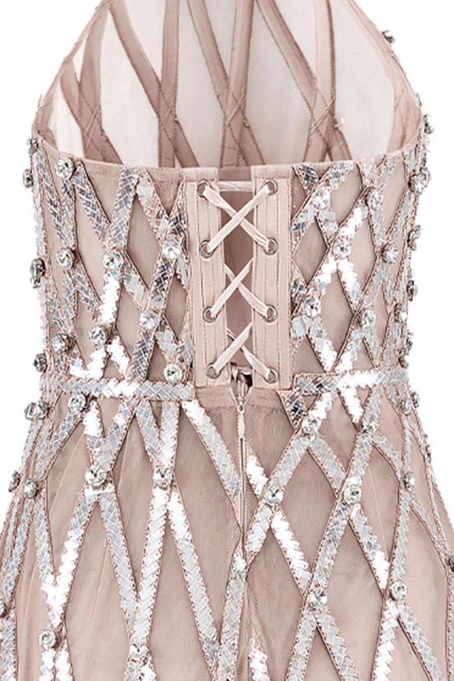 Marilyn A-line Halter Neck Mesh Mini Dress Mini Dress CEM
