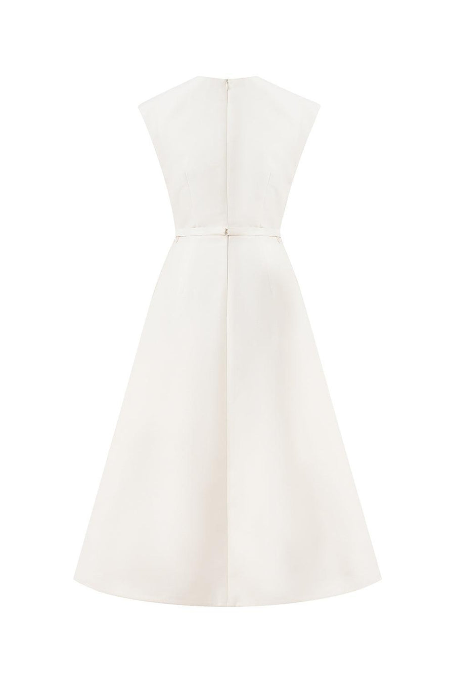 Irises A-line V-Neck Taffeta Midi Dress Midi Dress IVY moda