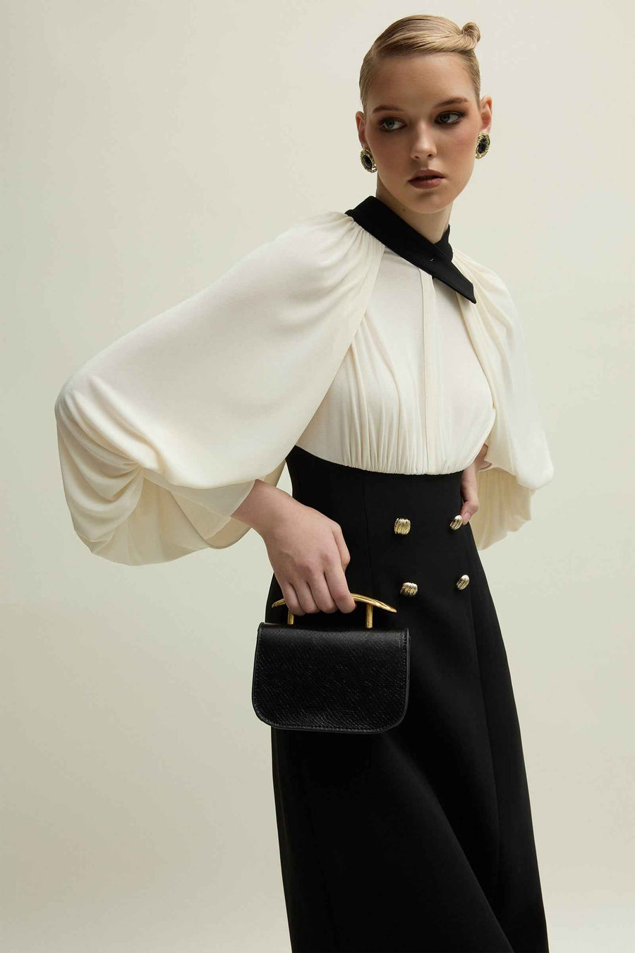 Delina Bishop Sleeve Button Maxi Dress