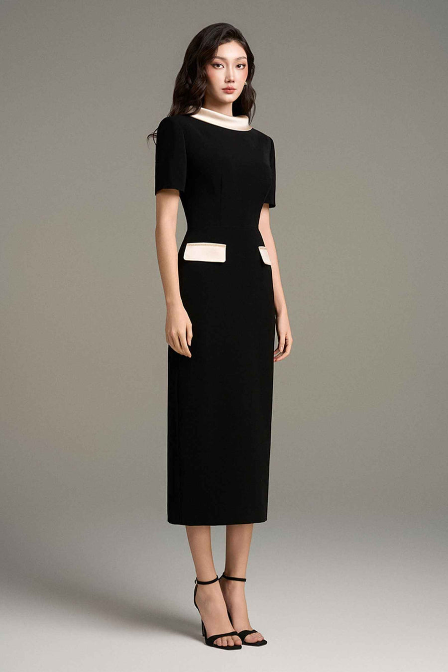 Noirelle Boat Neck Midi Dress