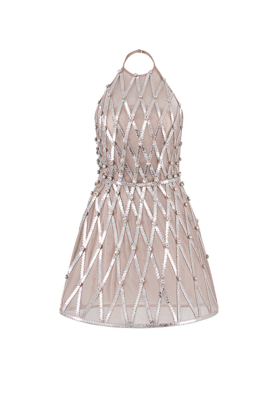Marilyn A-line Halter Neck Mesh Mini Dress Mini Dress CEM