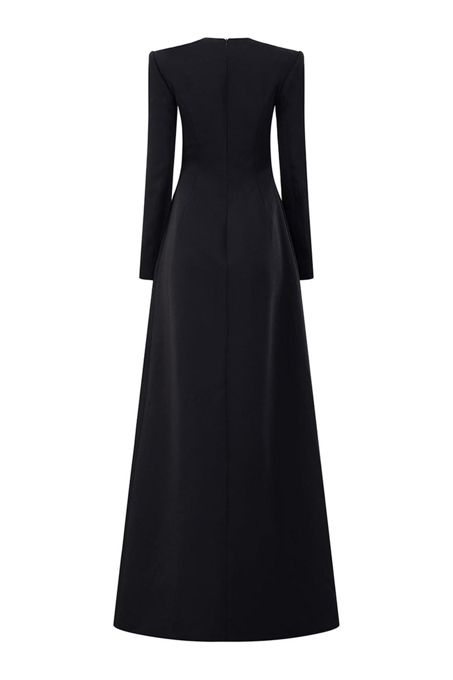 Garza A-line Round Neck Crepe Floor Length Dress 4