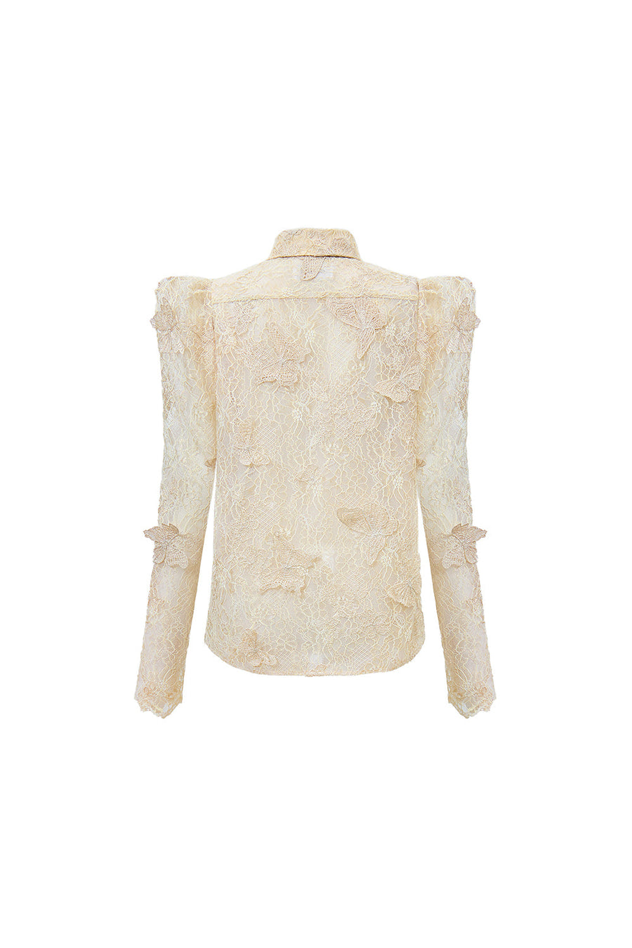 Butterfly Reverie Straight Leg Of Mutton Sleeved Tulle Shirt Shirt CHYMEOCHY