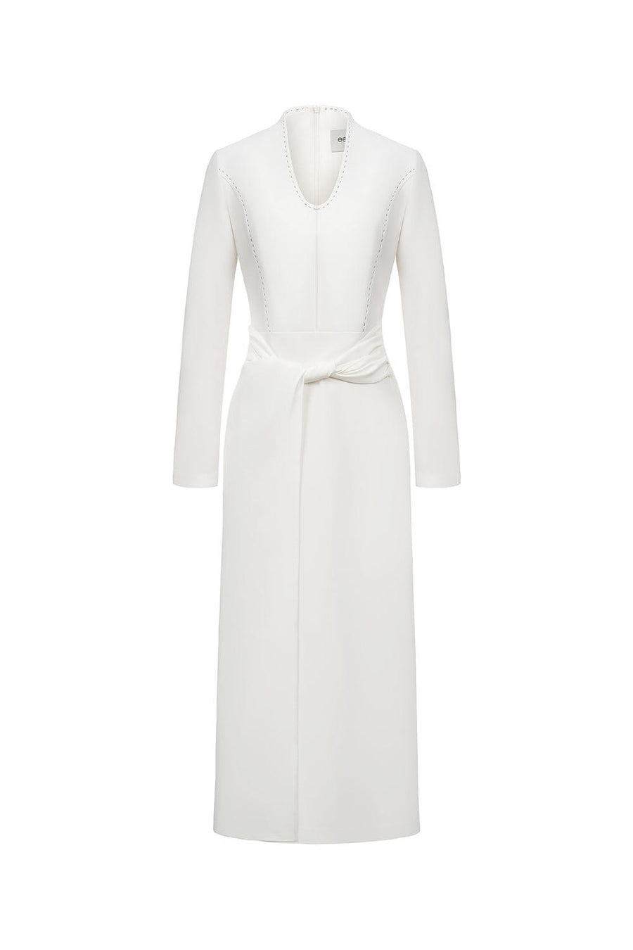 Elara Sheath V-Neck Cotton Blend Midi Dress White Midi Dress Eegen Studio