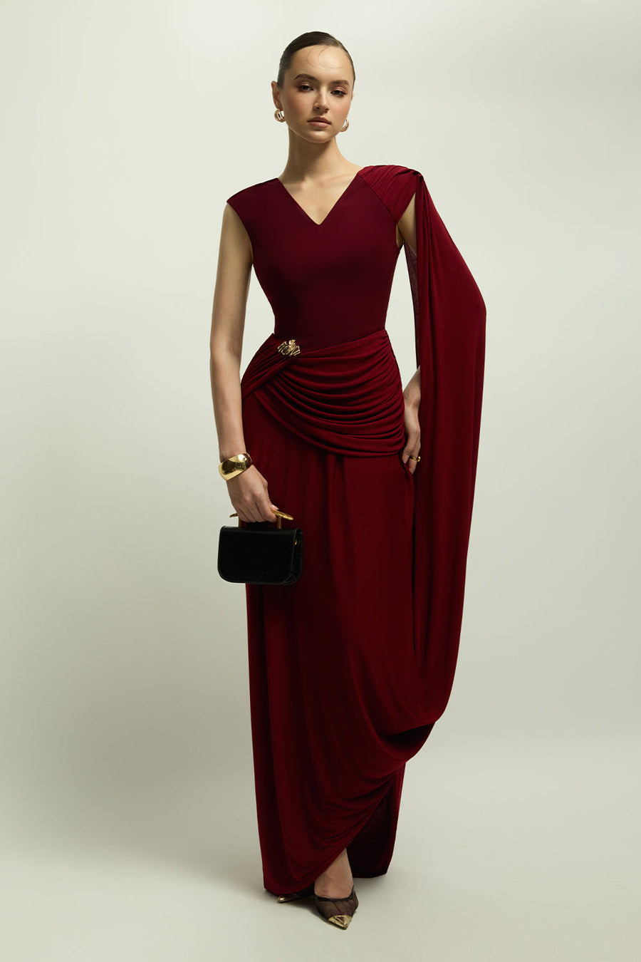 Savannal Split Sleeve Draped Maxi Dress 5