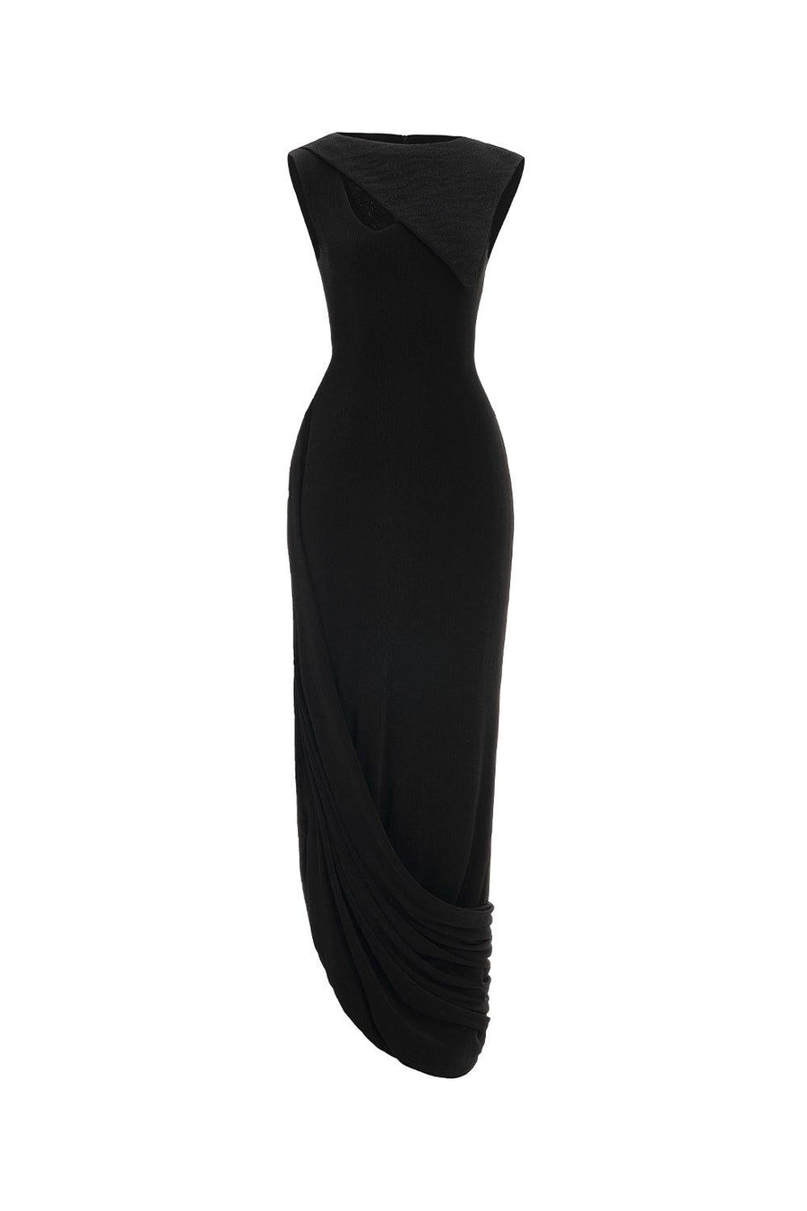 Primrose Asymmetric Boat Neck Elastic Cotton Ankle Length Dress 1