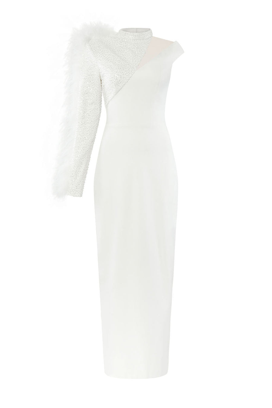 Siriella Pencil Asymmetric Sleeved Polyester Ankle Length Dress Maxi Dress Calista de Minh Thanh