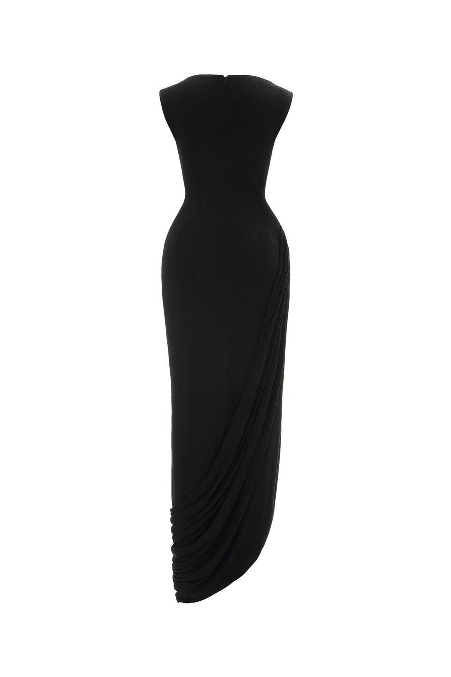 Primrose Asymmetric Boat Neck Elastic Cotton Ankle Length Dress 2