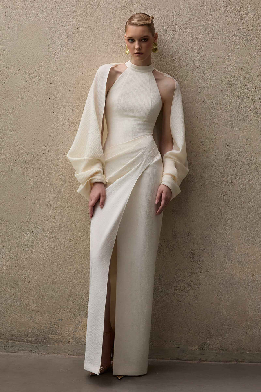 Carlyle II Halter Draped Maxi Dress
