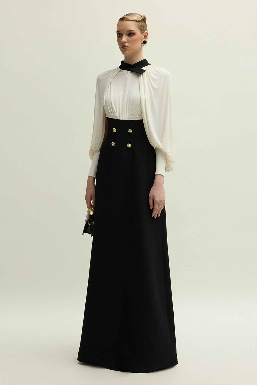Delina Bishop Sleeve Button Maxi Dress