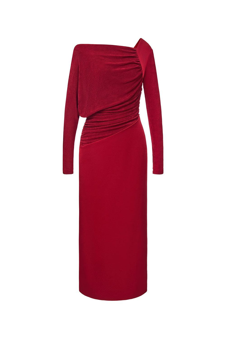 Mirabel A-line Back Slit Taffeta Midi Dress Midi Dress Eegen Studio