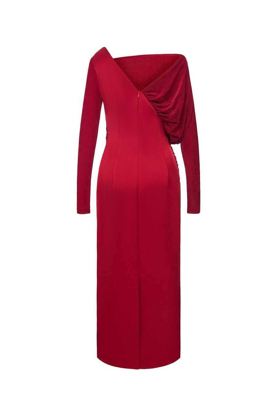 Mirabel A-line Back Slit Taffeta Midi Dress Midi Dress Eegen Studio
