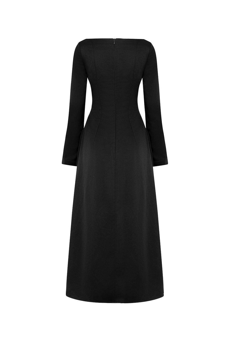 Crimson A-line Heart Neck Velvet Midi Dress Midi Dress LaLING