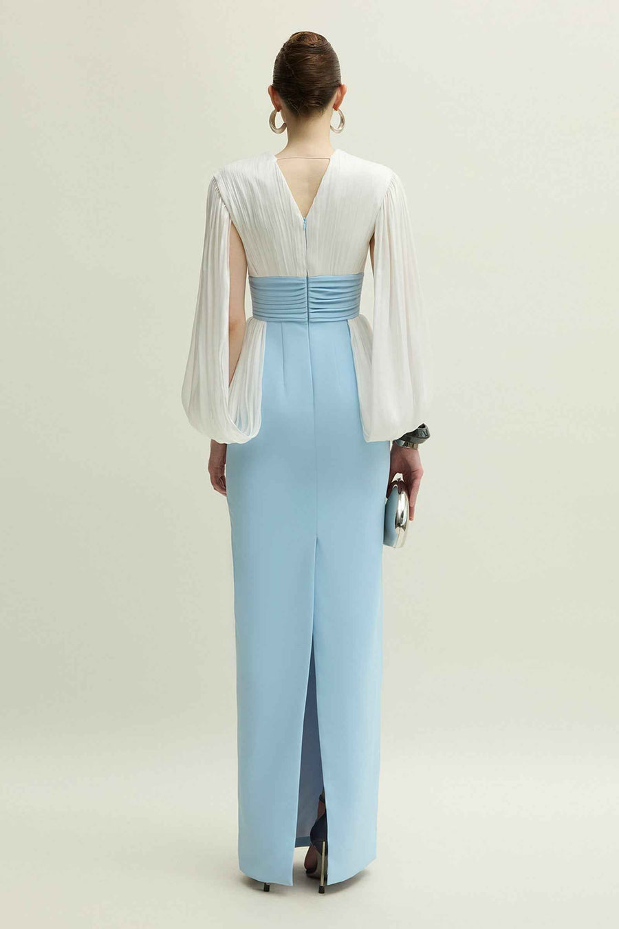 Duchess V-Neck Gathering Maxi Dress