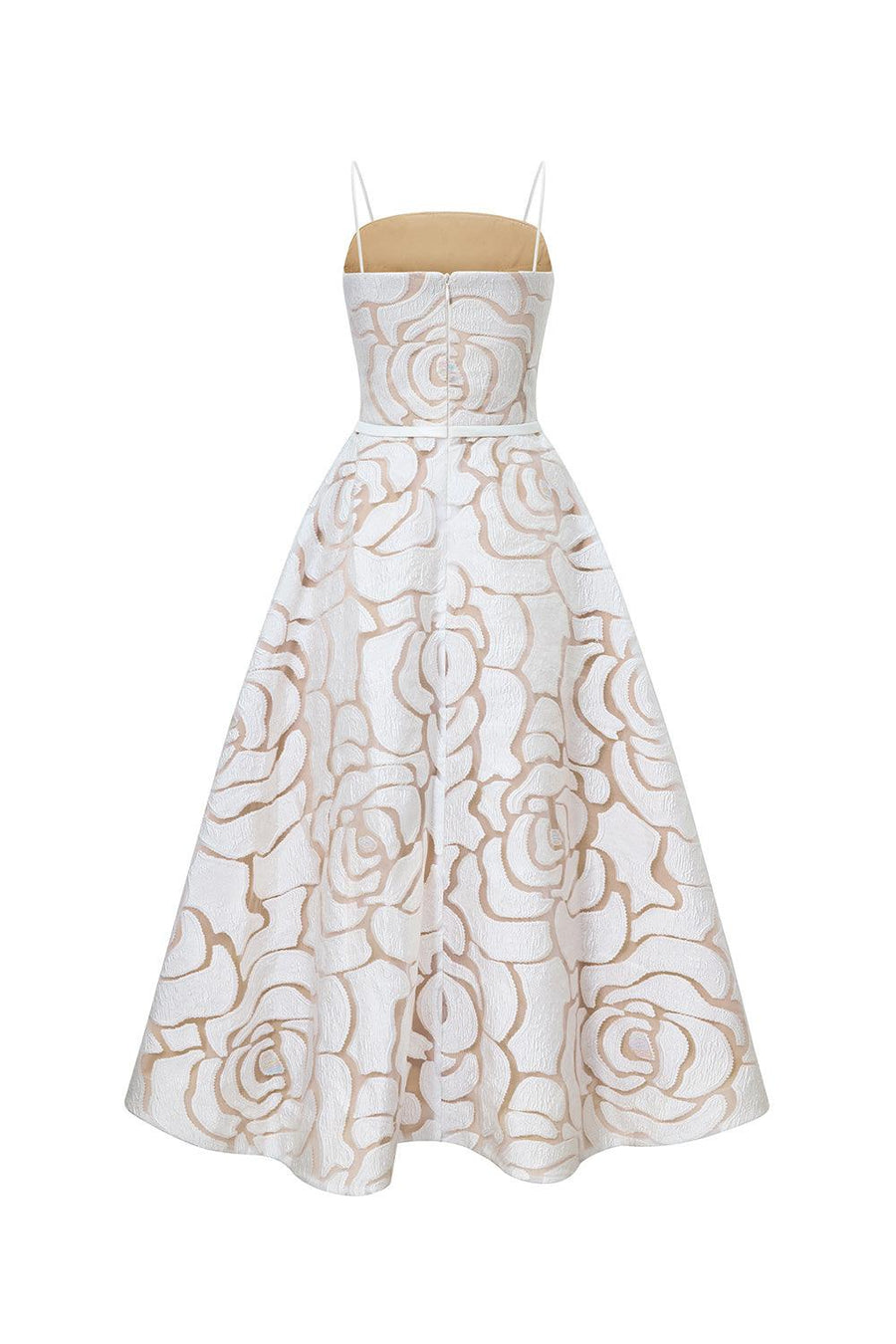 Grandeur A-line Spaghetti Strap Lace Calf Length Dress Midi Dress Calista de Minh Thanh