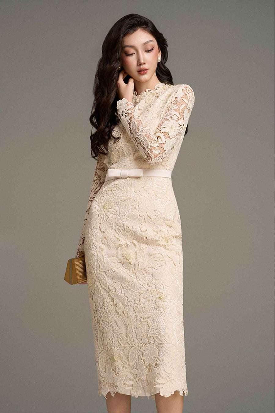 Solenne Lace Midi Dress