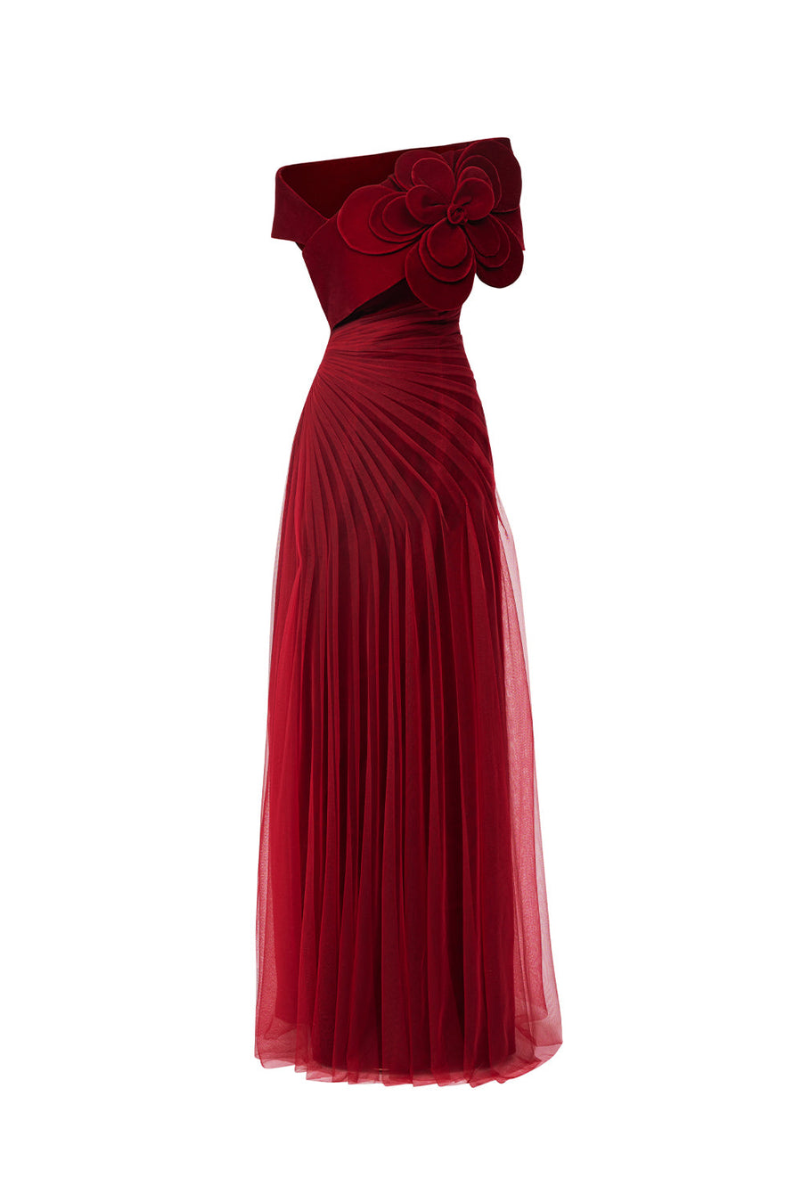 Lester A-line Side Pleated Polyester Floor Length Dress 10