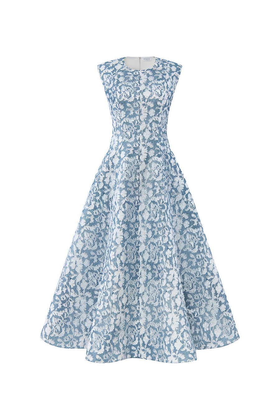 Azure Dream Fit and Flare Sleeveless Taffeta Midi Dress Midi Dress CHYMEOCHY